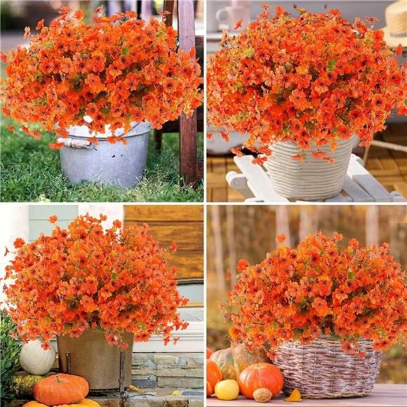 18 Pcs Artificial Mums Flowers Outdoor Plastic Fall Flowers Fake Mums Autumn - Picture 4 of 8